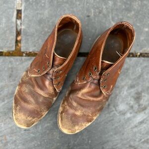 Red Wing Men’s 10.5 D Traction Tread Work Boots #595 Leather Chukka Boots, Brown